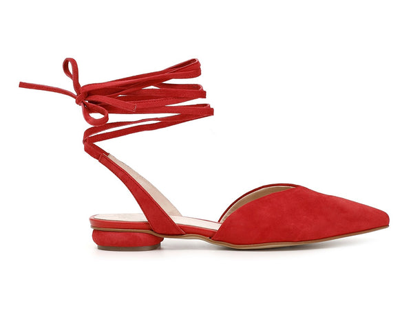 CafèNoir donna ballerina in camoscio con lacci alla caviglia rosso C1ED5250-R007