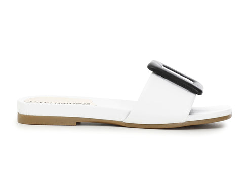 CafèNoir donna ciabatta tacco basso in pelle bianca C1GF1030-W018