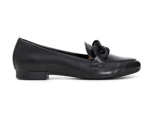 CafèNoir donna mocassino con catena in pelle nera C1EG1000-N001