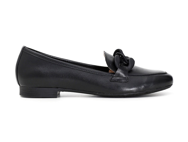 CafèNoir donna mocassino con catena in pelle nera C1EG1000-N001
