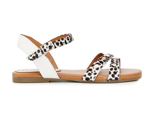 CafèNoir donna sandalo basso animalier bianco nero C1GG1020-W005