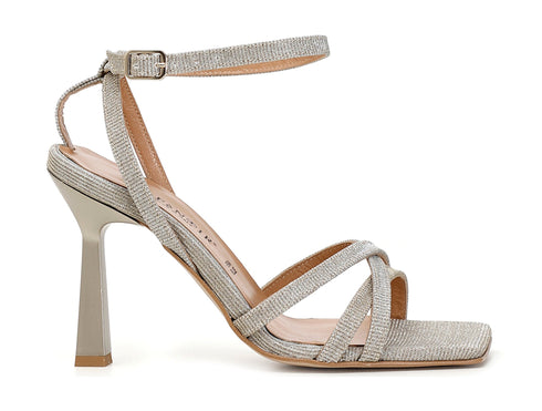CafèNoir sandali eleganti cinturino caviglia lurex beige platino C1NC9050-L002