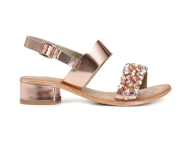 CafèNoir sandali 2 fasce gioiello in pelle rosa metallizzato C1XB2920-L010