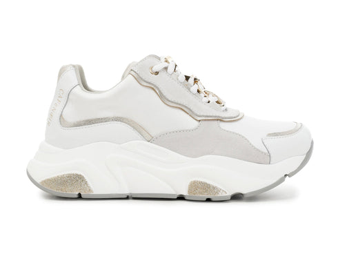 CafèNoir donna sneakers con accessorio in pelle bianca C1DA1180-W036