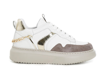 CafèNoir sneakers con catena tomaia pelle bianca C1DE1630-W001