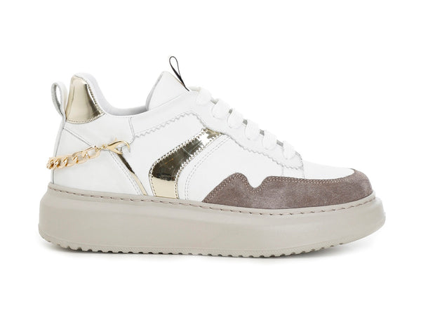 CafèNoir sneakers con catena tomaia pelle bianca C1DE1630-W001