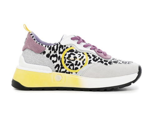 CafèNoir sneakers tessuto animalier e camoscio grigio rosa C1DL9120-S046