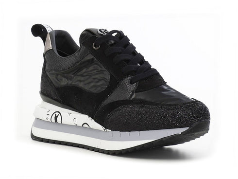 CafèNoir sneakers zeppa tomaia glitter camoscio