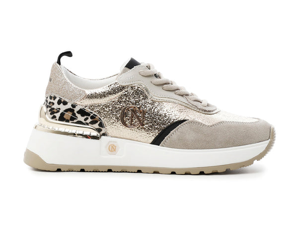CafèNoir donna sneakers pelle metallizzata oro platino C1DL9130-L002