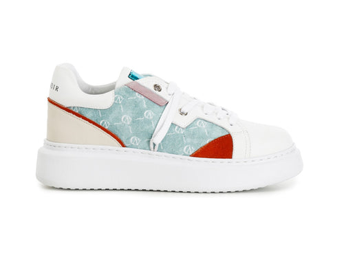 CafèNoir Donna Sneakers multimateriale in pelle e tessuto turchese C1DE9830-B019