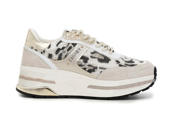 CafèNoir sneakers zeppa tomaia animalier beige C1DB9030-L008
