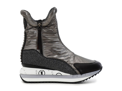 CafèNoir stivaletti zip con zeppa tomaia tessuto grigio antracite C1DN9530-L023