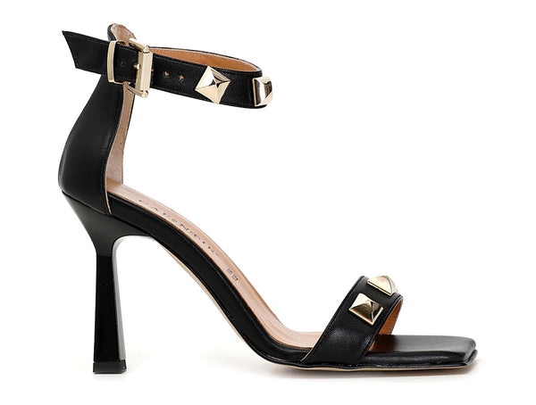 CafèNoir sandali con borchie e cinturino alla caviglia pelle nera C1NC9140-N001