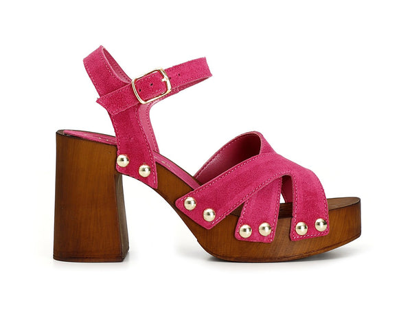 CafèNoir Sandali Platform con tacco alto tomaia Camoscio Fuxia C1FB6020-V004