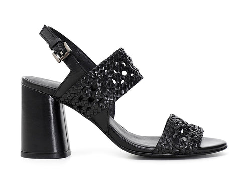 CafèNoir donna sandali 2 fasce pelle intrecciata nera C1XG1930N001
