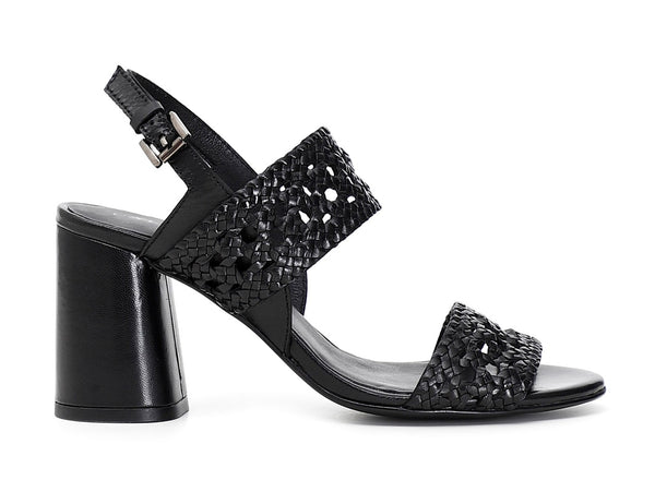 CafèNoir donna sandali 2 fasce pelle intrecciata nera C1XG1930N001