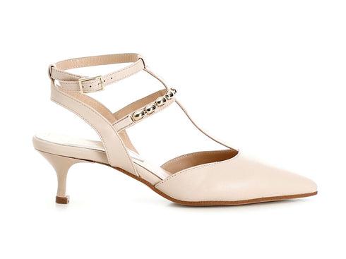 CafèNoir Décolleté Elegante Cinturino caviglia in Pelle beige C1EF4015-M008