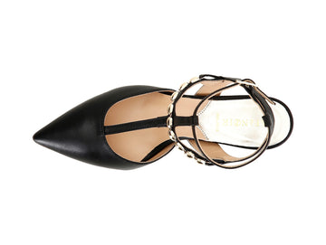 CafèNoir Pumps Slingback Elegant Leather ankle strap