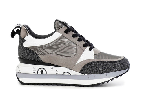 CafèNoir sneakers zeppa tomaia glitter e suede grigio C1DN9520-L023