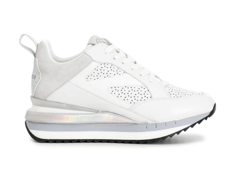 CafèNoir Sneakers Zeppa con tomaia Pelle micro forata bianca C1DN1650-W001