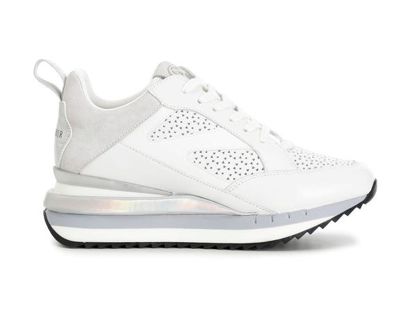 CafèNoir Sneakers Zeppa con tomaia Pelle micro forata bianca C1DN1650-W001