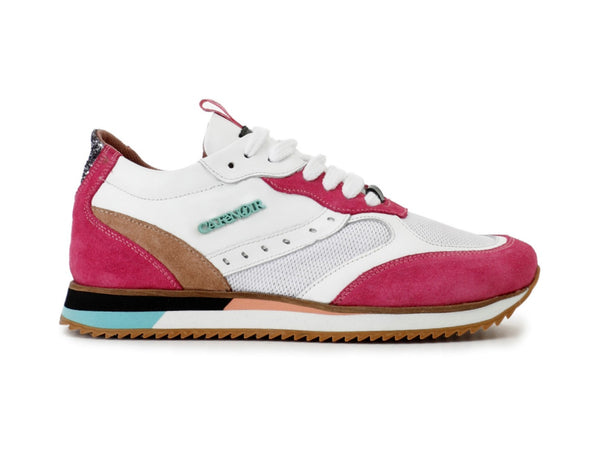 CafèNoir Sneakers stringate in Camoscio Pelle Tessuto Bianco Fuxia C1DB6002-V002