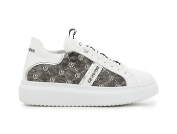 CafèNoir Donna Sneakers in pelle e tessuto con logo C1DE1550 Grigio Antracite
