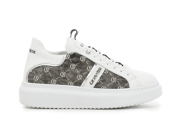 CafèNoir Donna Sneakers in pelle e tessuto con logo C1DE1550 Grigio Antracite