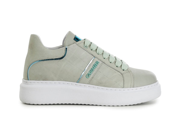 CafèNoir Sneakers stringate stampa intreccio in Pelle verde salvia C1DE1820-G004