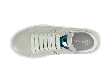 CafèNoir Leather lace-up sneakers with woven print