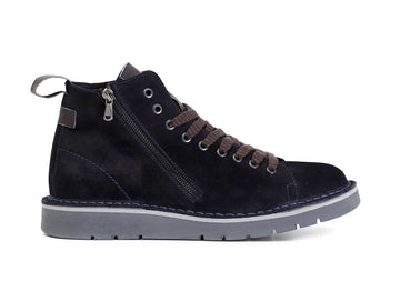 CafèNoir polacchini zip e lacci pelle scamosciata blu C1TS6200-B012