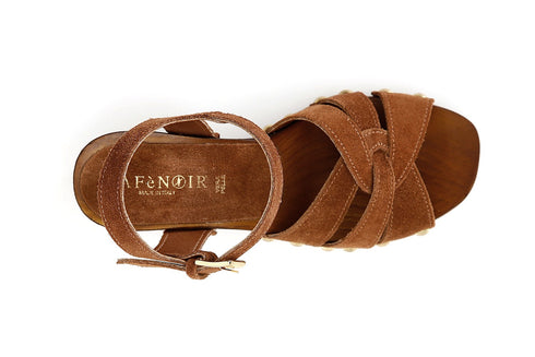 CafèNoir sandali platform con tacco alto in camoscio marrone C1HL6070-M017