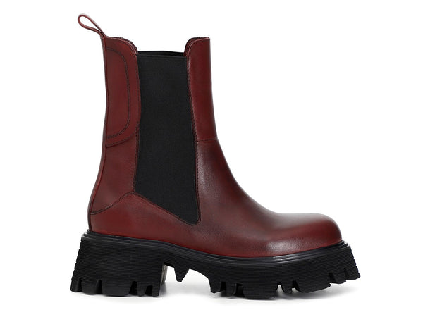 CafèNoir stivaletto carrarmato chelsea in pelle bordeaux C1FC1311-R014