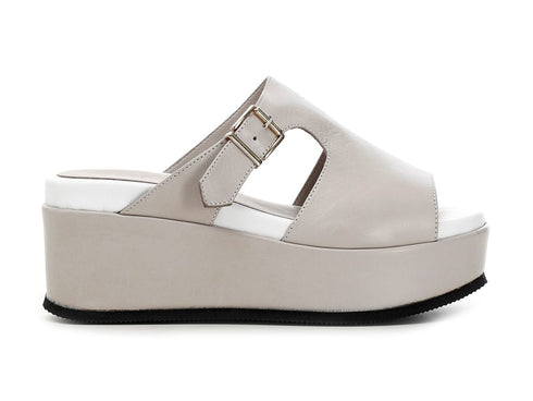 CafèNoir ciabatte fibbia con zeppa in pelle taupe grigia C1HC1240-M005