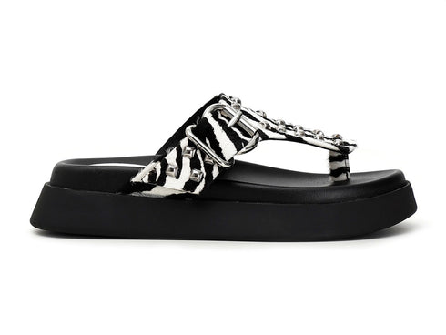 CafèNoir donna infradito in tessuto zebrato bianco nero C1FF8220-W023