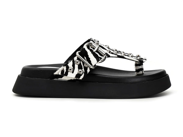 CafèNoir donna infradito in tessuto zebrato bianco nero C1FF8220-W023