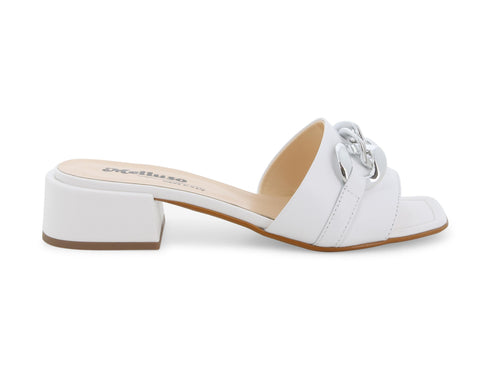 Melluso Donna Ciabatte con catena argento tomaia Pelle Bianca K35147D-223738