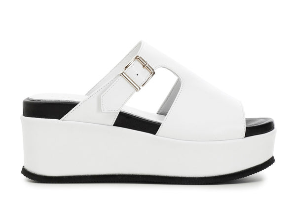 CafèNoir ciabatte con fibbia zeppa in pelle bianca C1HC1240-W001