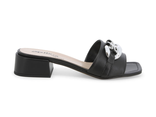 Melluso Donna Ciabatte con catena argento tomaia Pelle nera K35147D-222888