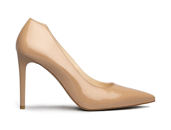 NeroGiardini décolleté estivo tacco alto in vernice beige E011041DE-626