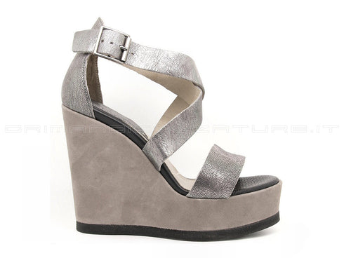 Dei colli sandali zeppa alta donna grigio