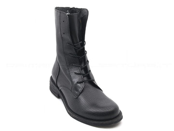 Felmini anfibi con stringhe e zip donna nero