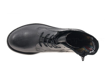 Felmini anfibi con stringhe e zip donna nero