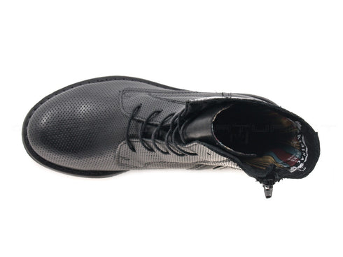 Felmini anfibi con stringhe e zip donna nero