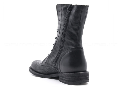 Felmini anfibi con stringhe e zip donna nero