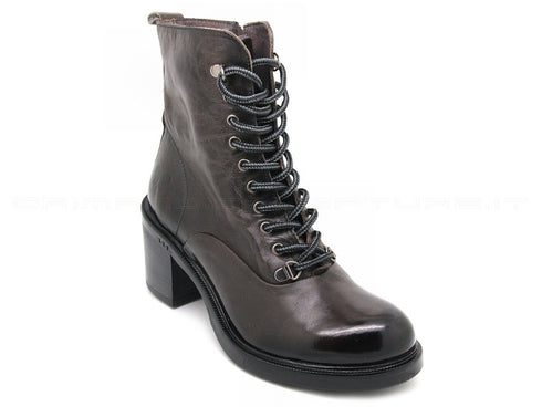 Felmini anfibi stringati con zip donna grigio