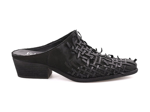 Felmini sandali sabot texani in pelle nera D030