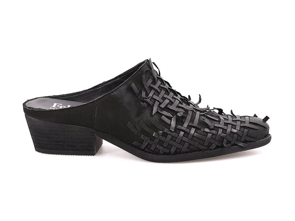 Felmini sandali sabot texani in pelle nera D030