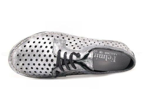 Felmini scarpe stringate estive con fori donna argento