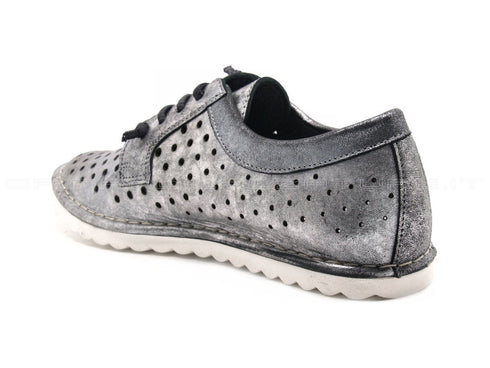 Felmini scarpe stringate estive con fori donna argento
